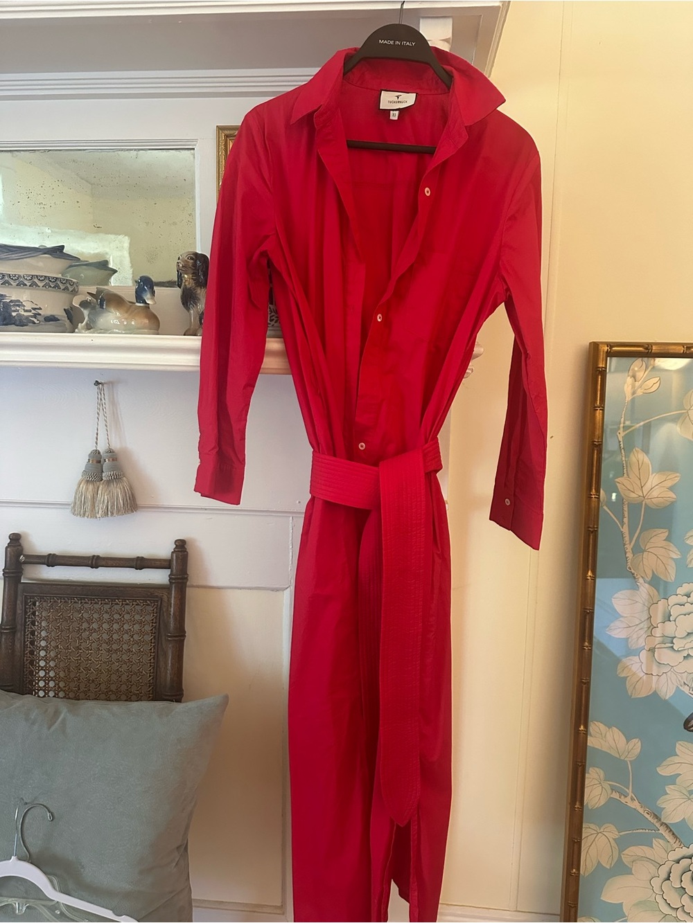 Tuckernuck Red Long-Sleeve Shirt Dress XS